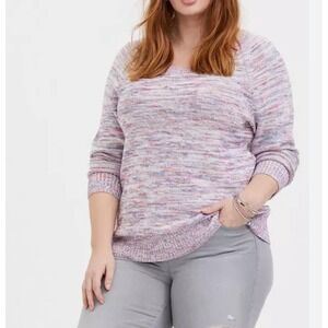 Torrid pink Multicolored‎ Marled Knit Sweater Top 2XL boho whimsigoth Y2K fairy